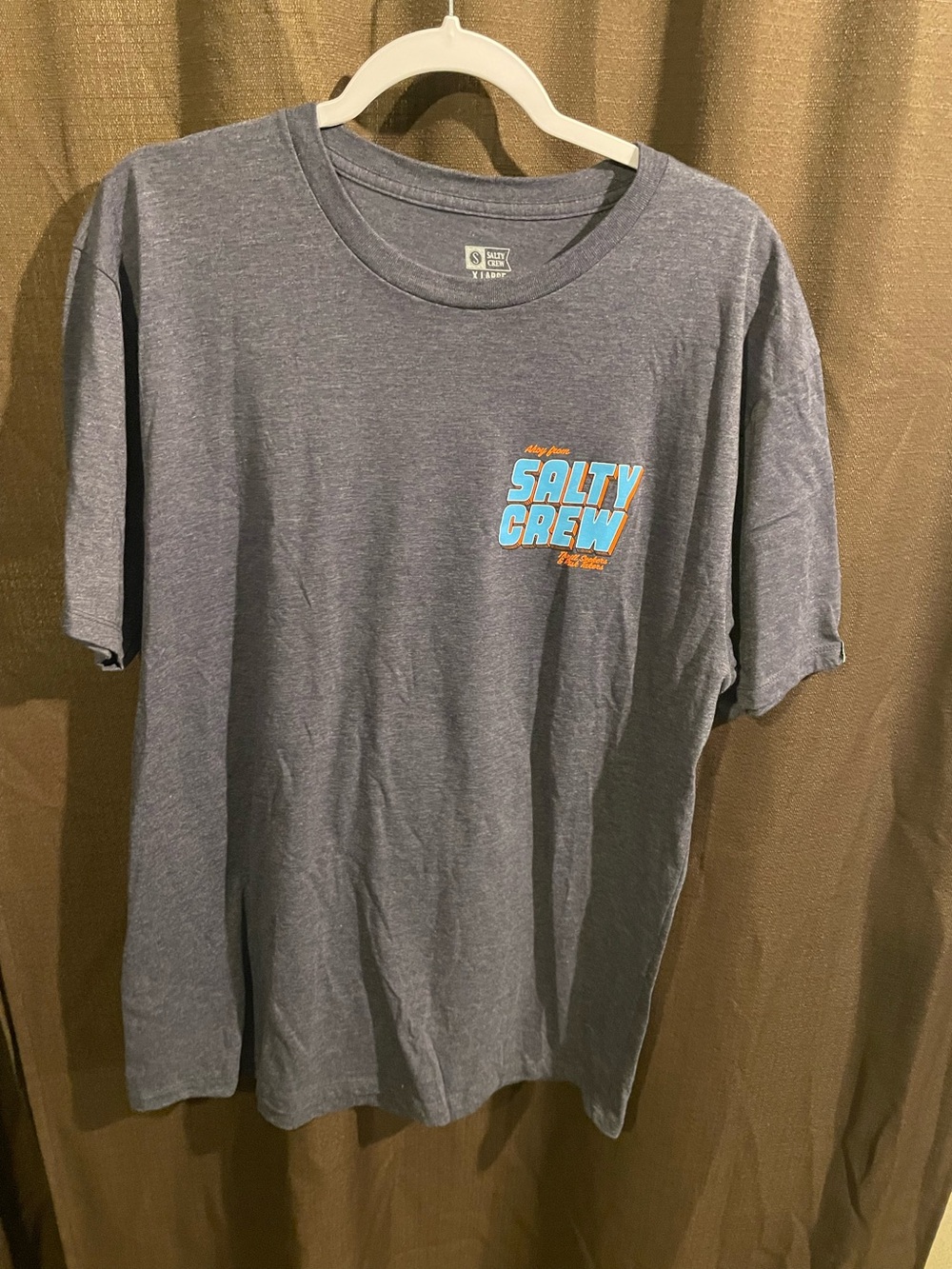 Salty Crew Short Sleeve Tee - Heather Blue with Teal & Orange Logo
